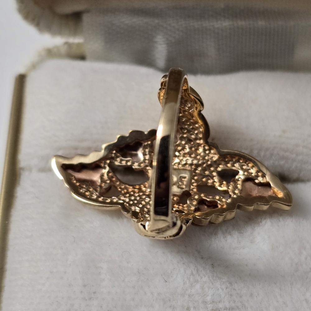 Rare Black Hills 10K Rose Gold Green Leaf Gold Ring In Original Vintage Box - Picture 3 of 10